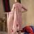 Onion Pink  Designer Straight Kurti Pant Dupatta Set With Embroidery And Hand Work