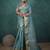 sky blue tissue linen zari woven saree with unstitched blouse