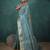 sky blue tissue linen zari woven saree with unstitched blouse