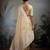 beige tissue linen handwork saree with unstitched blouse