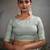 mint tissue linen handwork saree with unstitched blouse