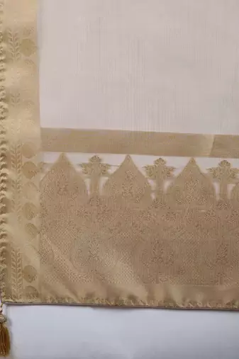 off-white tissue zari woven saree with unstitched blouse