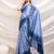 blue crepe beads & stone saree with unstitched blouse