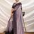 mauve crepe beads & stone saree with unstitched blouse