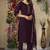 Wine Designer Straight Kurti Pant Dupatta Set With Embroidery And Hand Work