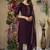 Wine Designer Straight Kurti Pant Dupatta Set With Embroidery And Hand Work