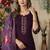Wine Designer Straight Kurti Pant Dupatta Set With Embroidery And Hand Work
