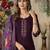 Wine Designer Straight Kurti Pant Dupatta Set With Embroidery And Hand Work