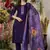 Purple  Designer Straight Kurti Pant Dupatta Set With Embroidery And Hand Work