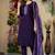 Purple  Designer Straight Kurti Pant Dupatta Set With Embroidery And Hand Work