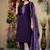 Purple  Designer Straight Kurti Pant Dupatta Set With Embroidery And Hand Work