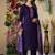 Purple  Designer Straight Kurti Pant Dupatta Set With Embroidery And Hand Work