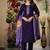 Purple  Designer Straight Kurti Pant Dupatta Set With Embroidery And Hand Work