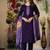 Purple  Designer Straight Kurti Pant Dupatta Set With Embroidery And Hand Work