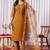 Mustered  Designer Straight Kurti Pant Dupatta Set With Embroidery And Hand Work