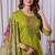 Parrot green Designer Straight Kurti Pant Dupatta Set With Embroidery And Hand Work