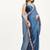 Teal embellished sequin chiffon festive wear saree with blouse