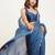 Teal embellished sequin chiffon festive wear saree with blouse