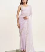 Lavender sequin tissue designer saree with blouse for wedding wear