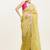 Lime yellow sequin silk saree party collection with contrast blouse
