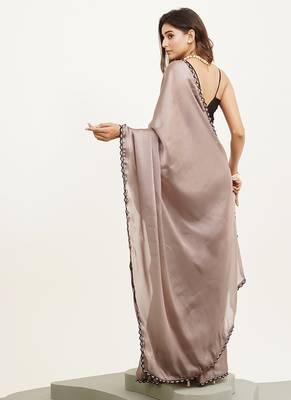 Metallic silk saree with beads & stones work and blouse 3