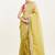 Lime yellow sequin silk saree party collection with contrast blouse