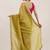 Lime yellow sequin silk saree party collection with contrast blouse