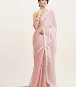 Pink sequin organza saree for party & festive wear with blouse