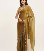 Metallic satin saree with beads & stone work and blouse