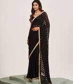 Black sequin brasso saree with fancy pallu and blouse