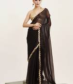 Black sequin organza saree for festive wear with  blouse