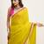 Metallic yellow sequin satin party saree with  blouse