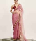 Pink sequin tissue saree party wear collection with blouse