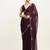 Purple beads & stones chiffon saree party wear with blouse