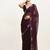 Purple beads & stones chiffon saree party wear with blouse