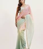 Pink sequin tissue saree stylish festival look with blouse