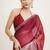 Pink chiffon saree with beads work wedding look and blouse