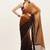 Brown chiffon saree with beads work party wear with blouse
