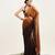 Brown chiffon saree with beads work party wear with blouse