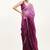 Purple satin saree with embellished beads and blouse piece