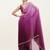 Purple satin saree with embellished beads and blouse piece