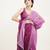 Purple satin saree with embellished beads and blouse piece