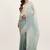 Turquoise blue tissue saree with beads work and blouse