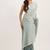 Turquoise blue tissue saree with beads work and blouse