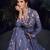 Dark lavender heavy chinon with embroidery stitched gown (free size)