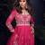Pink heavy chinon with embroidery stitched gown (free size)