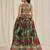 PARROT GREEN ZARI SEQUINS EMBROIDEREY FLORAL PRINTED ORGANZA LEHENGA CHOLI