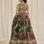 BEWITCHING PARROT GREEN ZARI DORI AND SEQUINS EMBROIDEREY FLORAL PRINTED ORGANZA DESIGNER PARTY FESTIVAL LEHENGA CHOLI