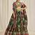 PARROT GREEN ZARI SEQUINS EMBROIDEREY FLORAL PRINTED ORGANZA LEHENGA CHOLI