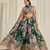 DARK GREEN ZARI SEQUINS EMBROIDERY FLORAL PRINTED ORGANZA LEHENGA CHOLI